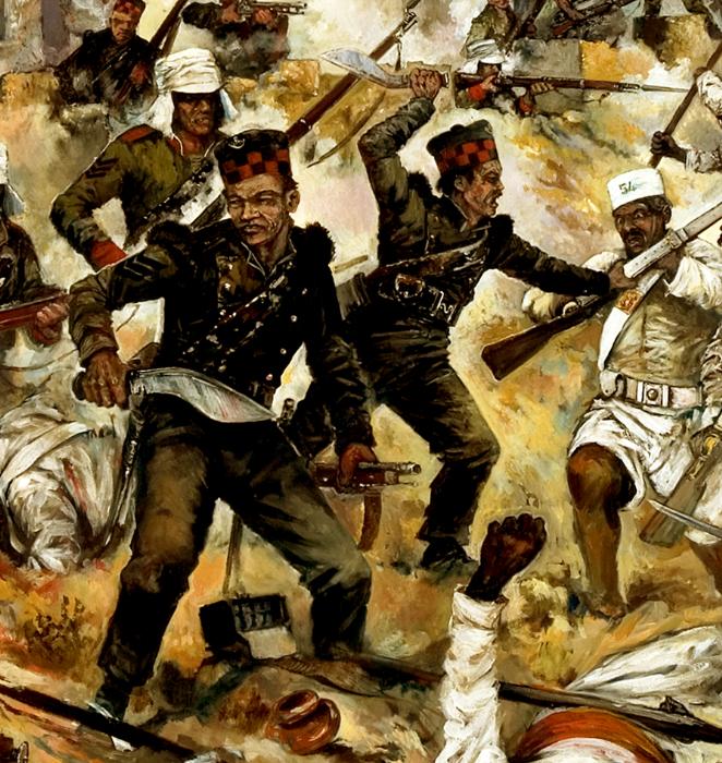 2nd Goorkhas in action during the Indian Mutiny.
