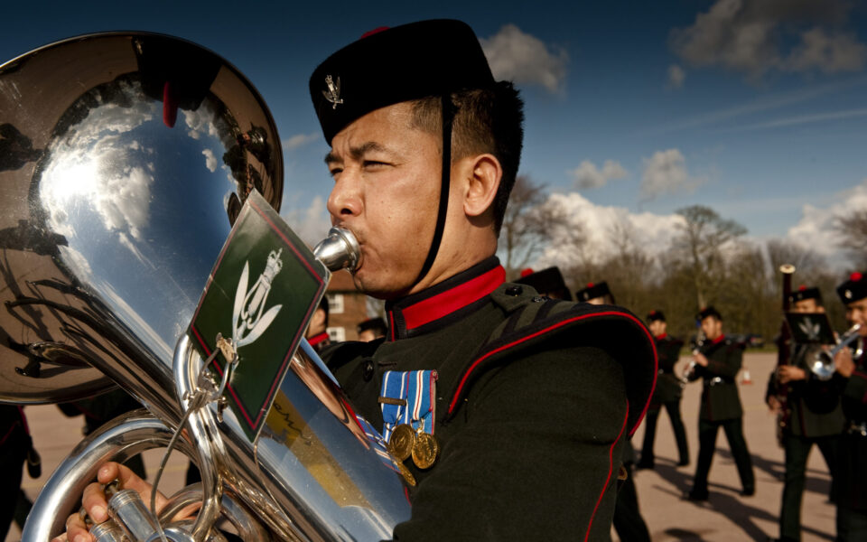 Tuba player from the Gurkha Band