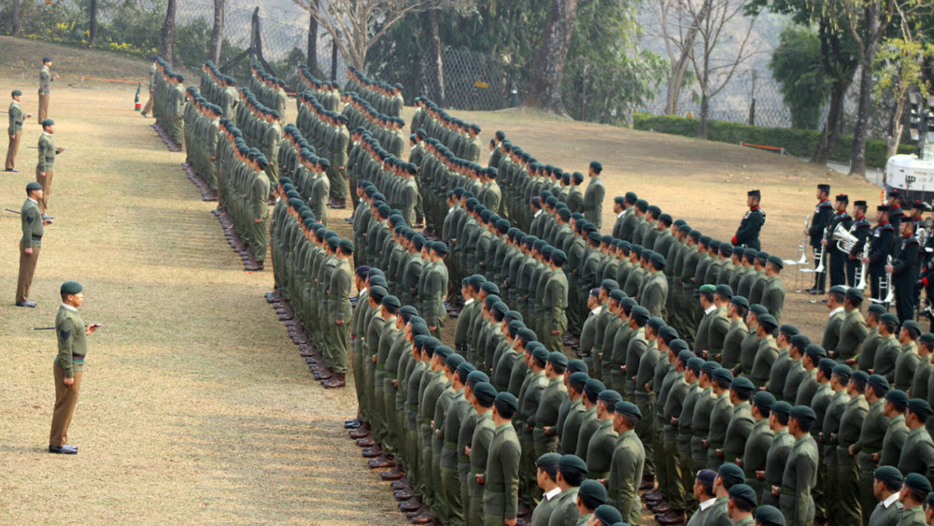 Head of the British Army inspects the new Gurkhas