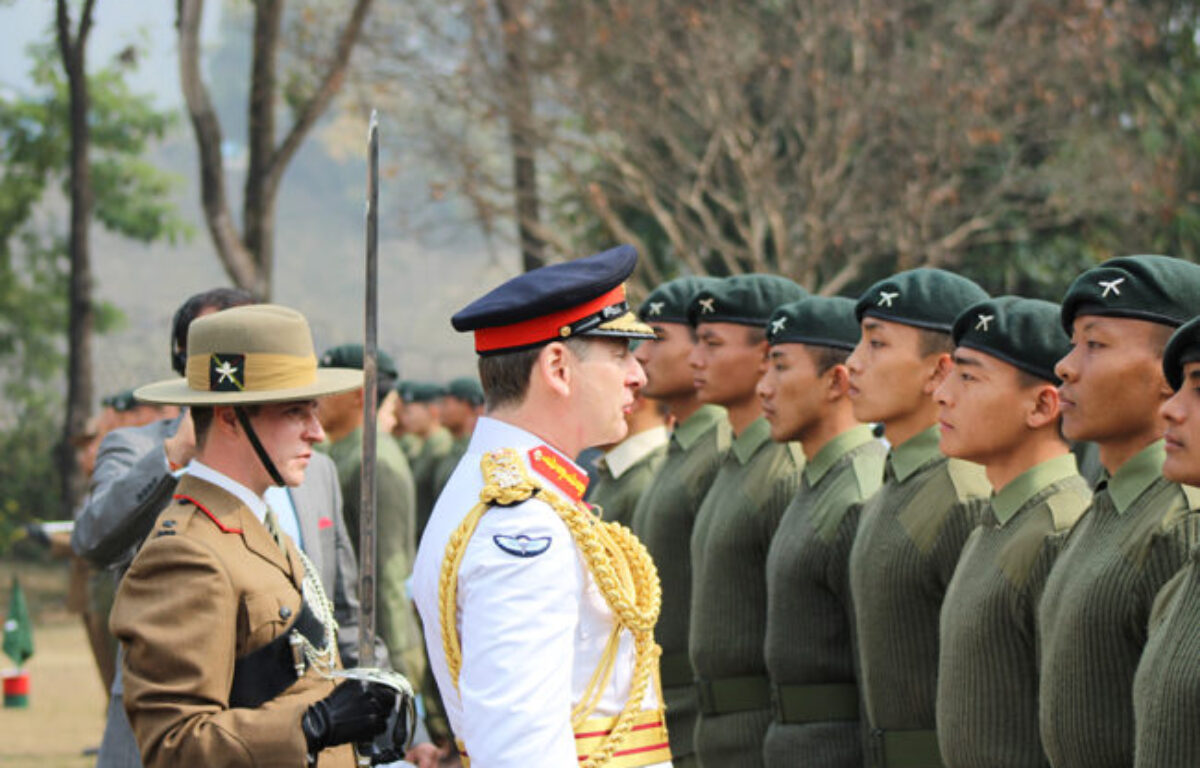 Head of the British Army inspects the new Gurkhas