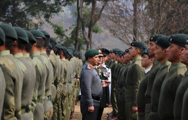 Head of the British Army inspects the new Gurkhas