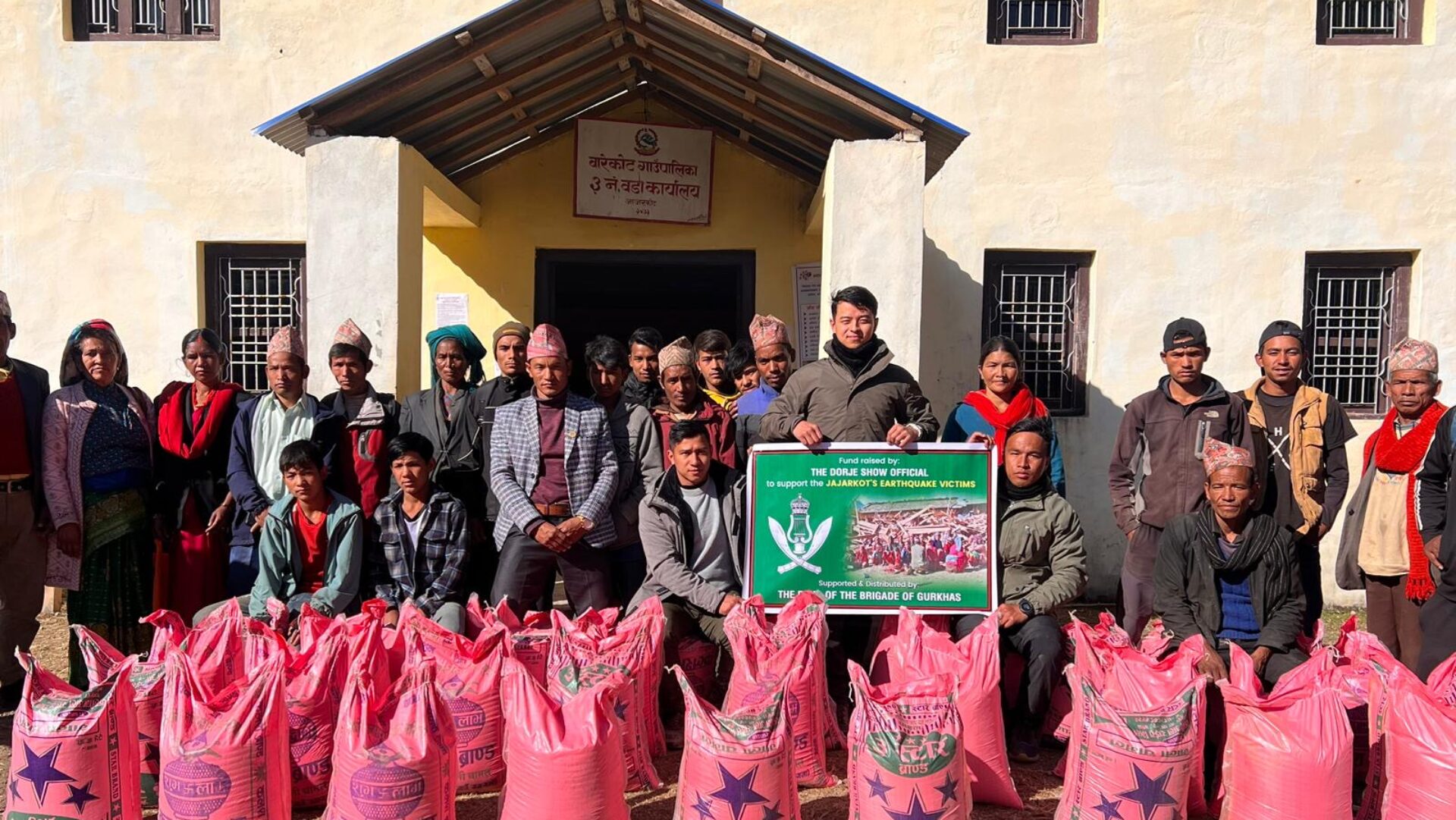 The Band of the Brigade of Gurkhas Supporting Earthquake Victims in Jajarkot