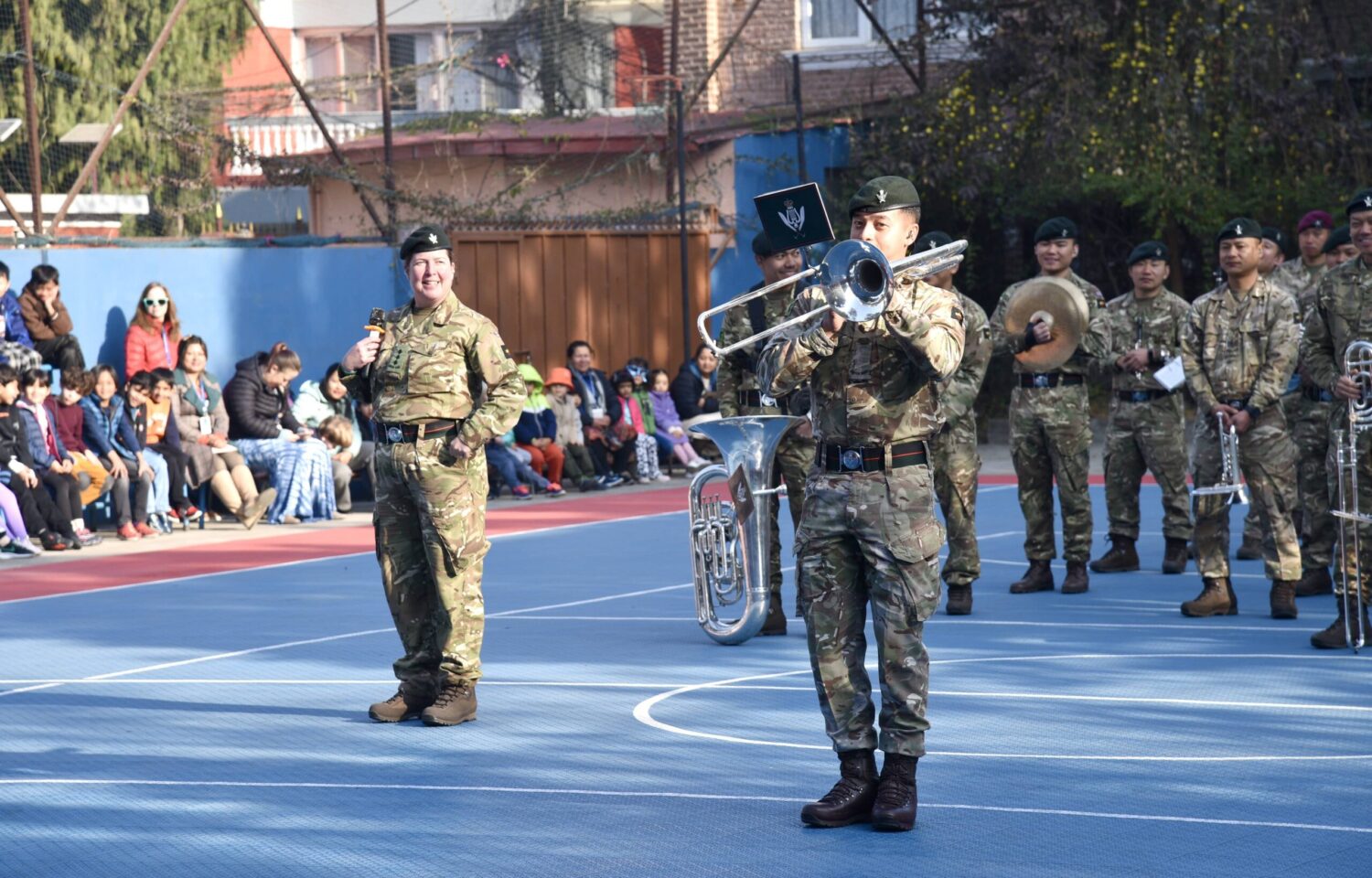 The Band of the Brigade of Gurkhas performs in the British School in Kathmandu The Band of the Brigade of Gurkhas performs in the British School in Kathmandu