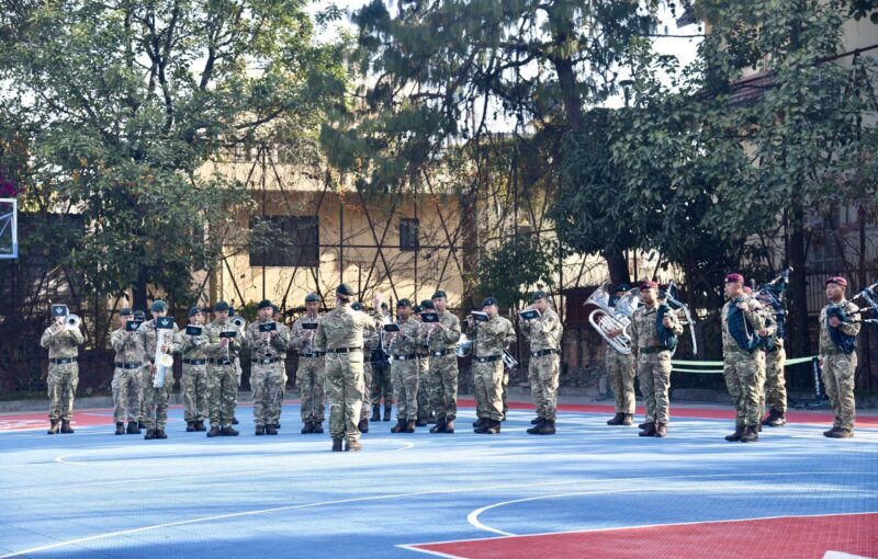 The Band of the Brigade of Gurkhas performs in the British School in Kathmandu The Band of the Brigade of Gurkhas performs in the British School in Kathmandu