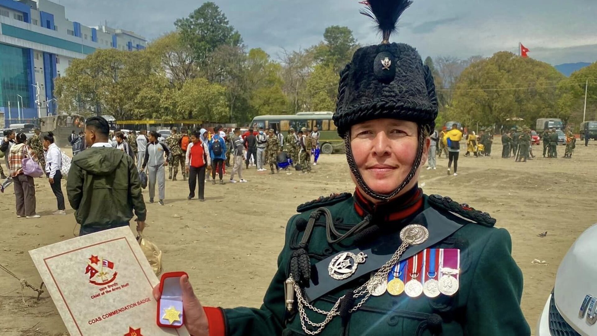 Director of Music, Captain Esther Hayes receives Nepali Army Chief of Army Staff Commendation