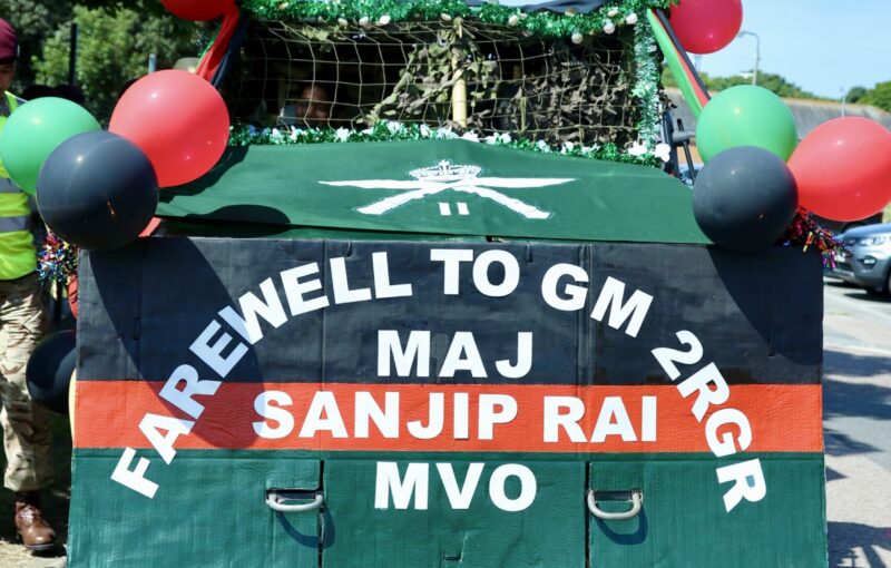 Promotions & Commissioning on COs Tow Out - 26 Jul 24 On the farewell event for Commanding Officer 2 RGR, WO2 Praveenkishor Rai was presented with the rank of Warrant Officer Class 1 (WO1) taking over role of the Regimental Sergeant Major (RSM) 2 RGR. Capt Dik Limbu, former RSM 2 RGR was officially commissioned as Late Entry Officer on 26 Jul 24. CSgt Nagendra Thapa and CSgt Bipen Rai Sangpang was promoted to rank of WO2 taking over Pl Comd at GCT, Warminster and Cl Assault Pioneer respectively.