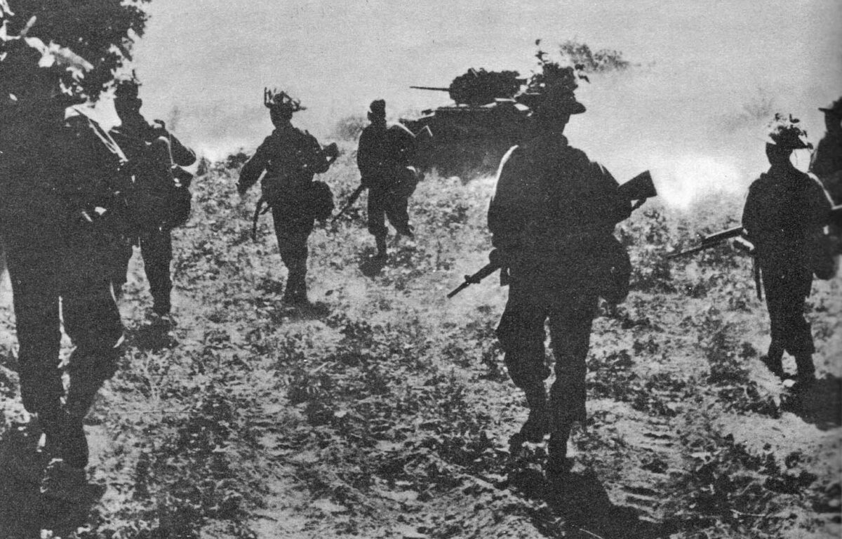 1st Battalion and tanks attacking at Singhu 1945