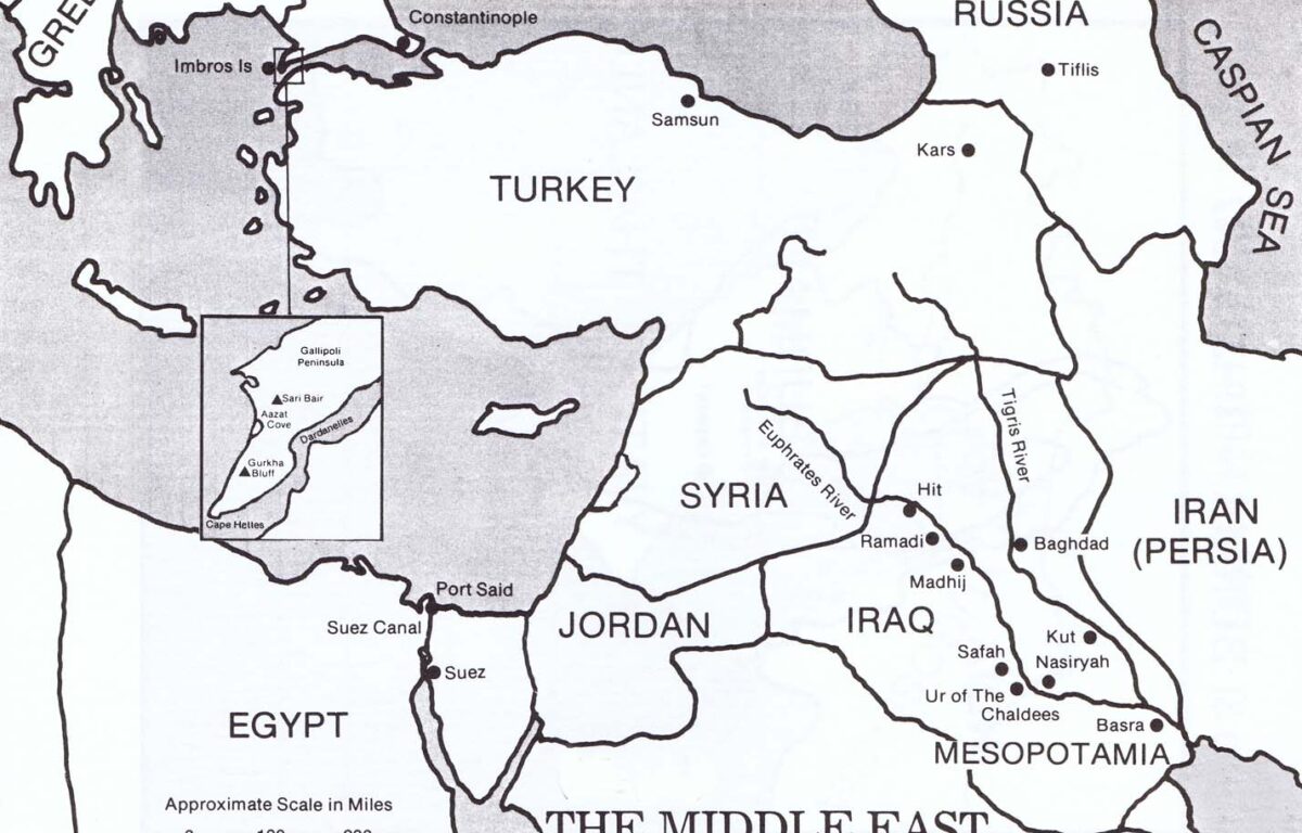 Map Middle East 1914-1944