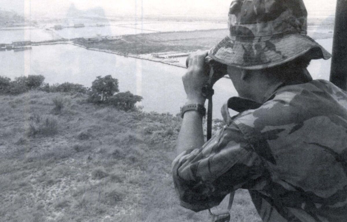 Observing over the border from Man Kam to Hong Long 1981