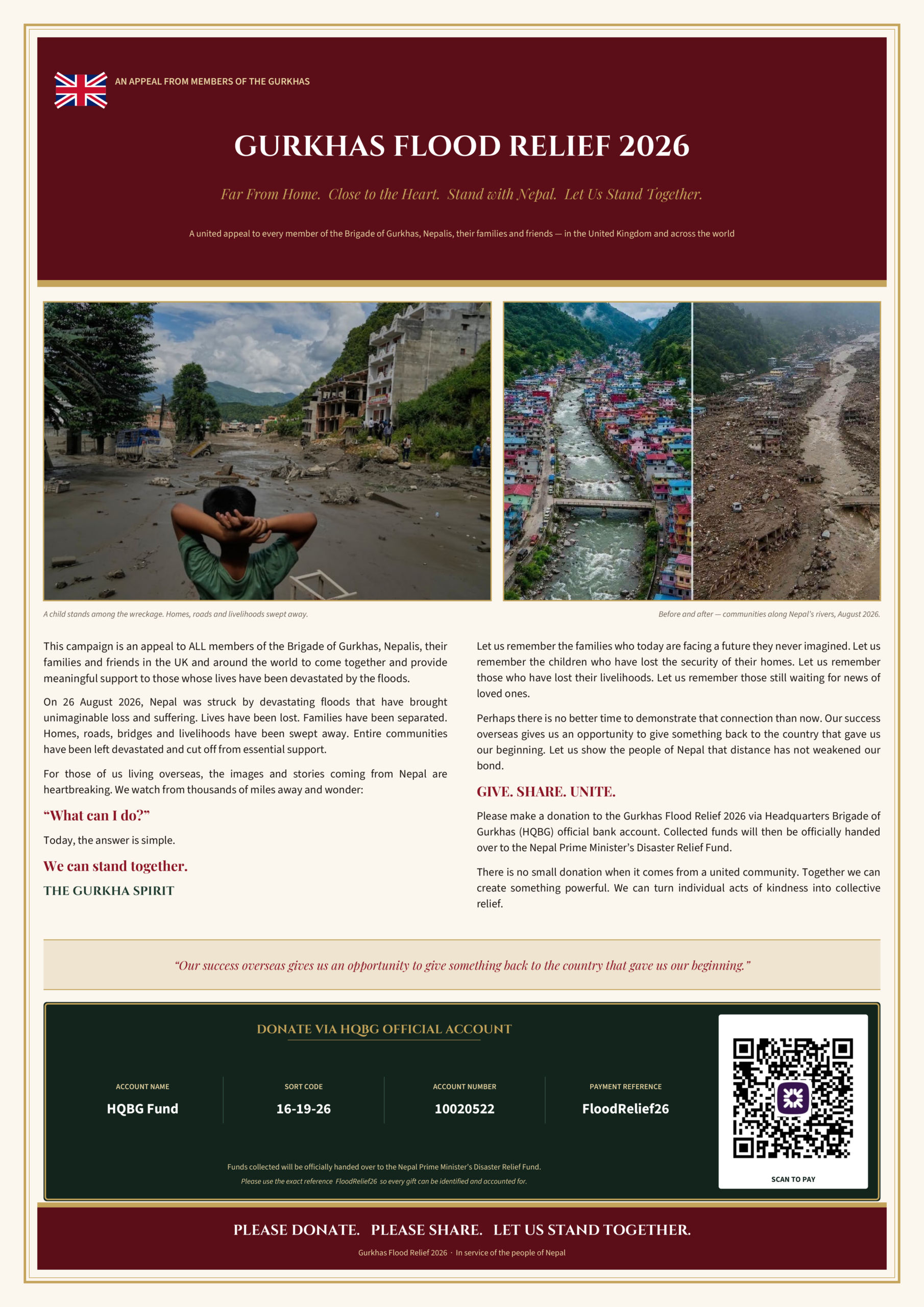 Nepal Flood appeal Brigade of Gukhas Nepal Flood appeal Brigade of Gukhas