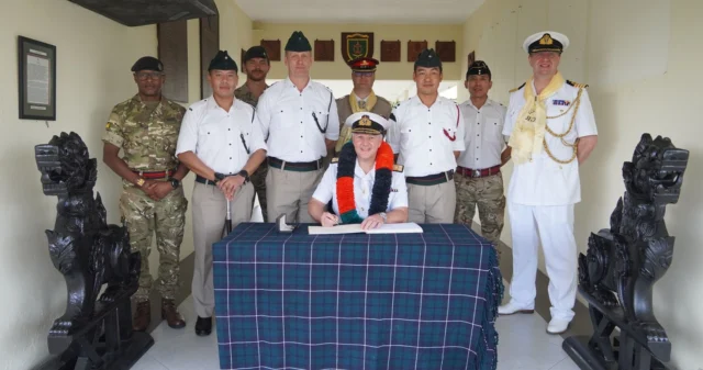 Vice Admiral Phil Hally CB MBE (Chief of Defence People) and Colonel David Robinson (Brigade of Gurkhas), were traditionally welcomed with honour guard on their separate visits at Tuker Lines, British Forces Brunei. ⁠
⁠
#Brunei #Gurkhas ⁠
⁠